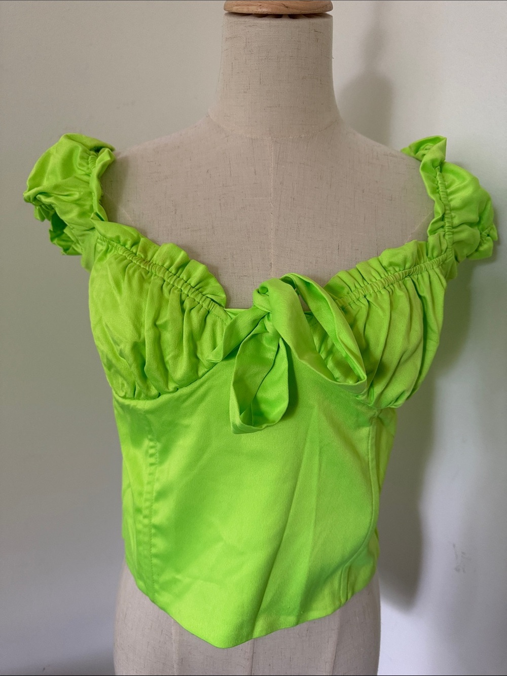 I.AM.GIA Naomi Top Neon Green Ruffle Trim Bustier Top - Picture 2 of 8